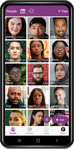 Boink People screen, grid view